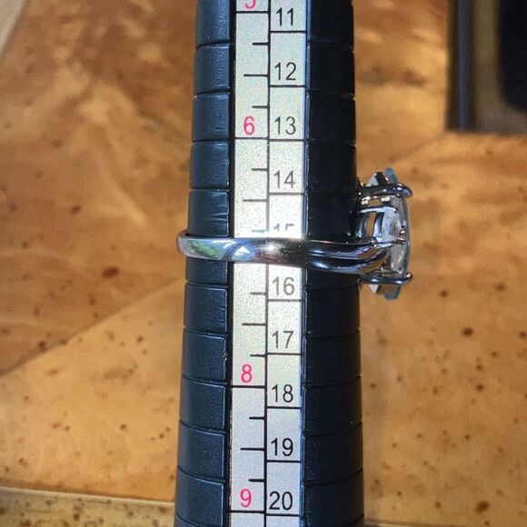 Genuine Sky Blue Topaz Rainbow Moonstone Sterling Silver Ring Size 7 - Picture 9 of 9